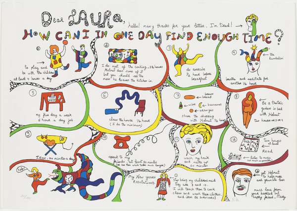 Niki de Saint Phalle, Dear Laura, how can I in one day find enough time?, aus der Serie Frauenbilder (G 16548 - G 16561), 1981