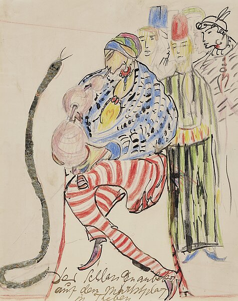 Else Lasker-Schüler, The Snake Worshipper in the Market Square in Thebes, c. 1921/1930s, Franz Marc Foundation, Franz Marc Museum, donation by the community of co-heirs as per Etta Stangl, Photo: collecto.art
