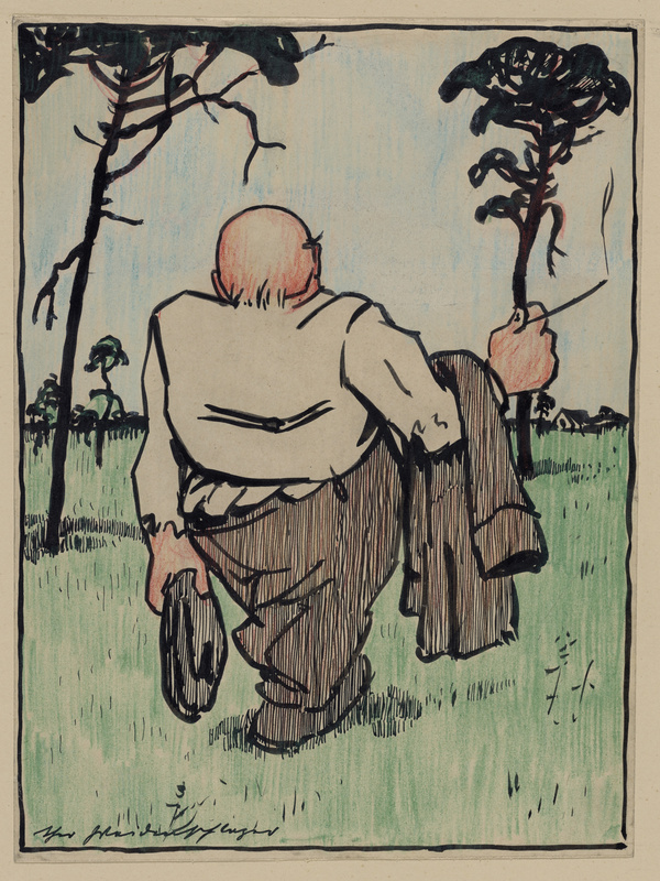 Theo Waldenschlager, Karikatur, Witzzeichnung eines Spaziergängers