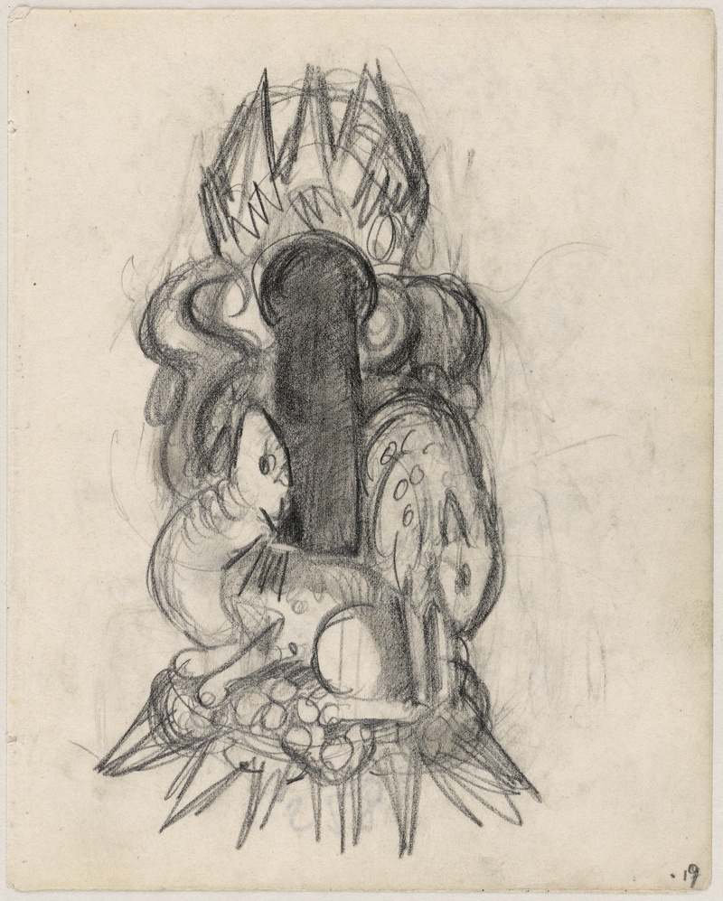 Franz Marc, Entwurf: Schlüssellochbeschlag "Zwei Fabeltiere", 1913