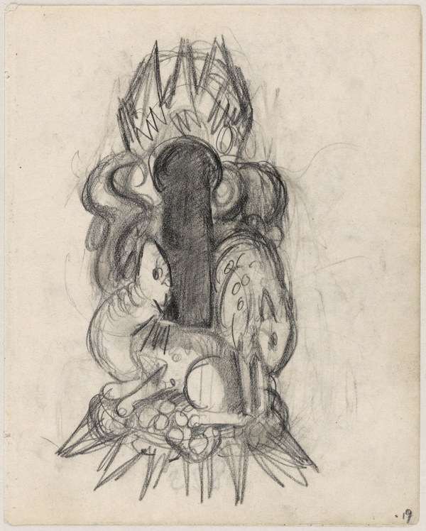 Franz Marc, Entwurf: Schlüssellochbeschlag "Zwei Fabeltiere", 1913