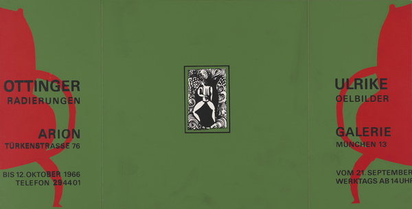Ulrike Ottinger, Einladungskarte zur Ausstellung "Ulrike Ottinger. Ölbilder, Radierungen", München 1966, 1966