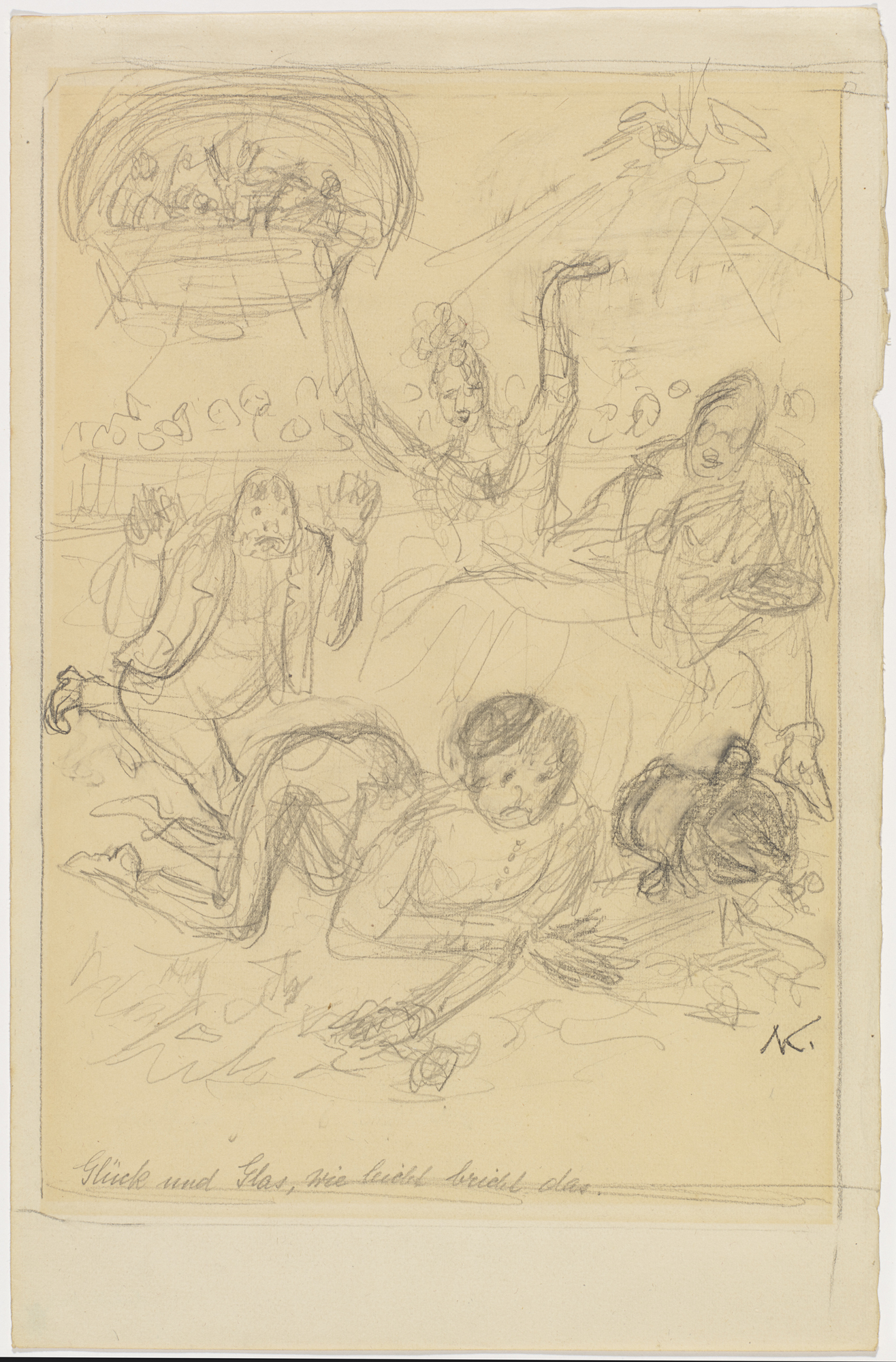 Sammlung Online - Alfred Kubin, Glück und Glas, wie leicht bricht das, 1948